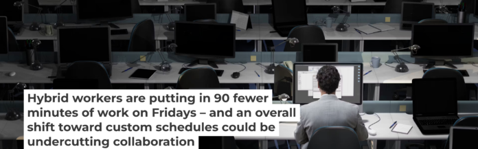 It gets lonely if you stick around an office until late afternoon on Fridays. Dimitri Otis/Stone via Getty Images